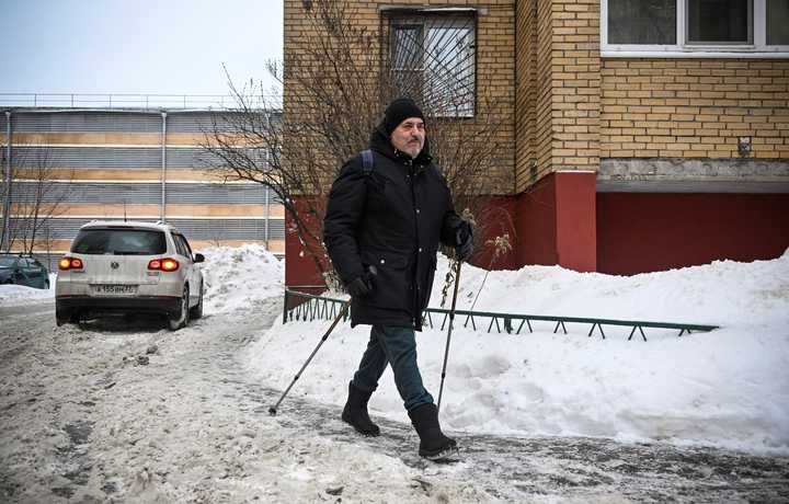 Boris Nadejdine, alors candidat à la présidentielle, le 24 janvier 2024 dans sa ville de Dolgoproudny (Russie). (ALEXANDER NEMENOV / AFP)